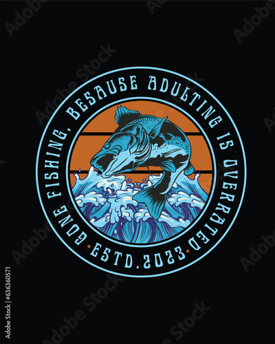 Fishing T-shirt Design, Fishing tee, Fishing sticker Design, Fishing vector artwork
