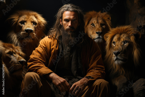 A Testament of Faith: Exploring 'Daniel Peacefully Seated, Surrounded by Calm Lions' in Bible Stories