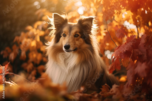 friendly dog in the autumn forest © Olga