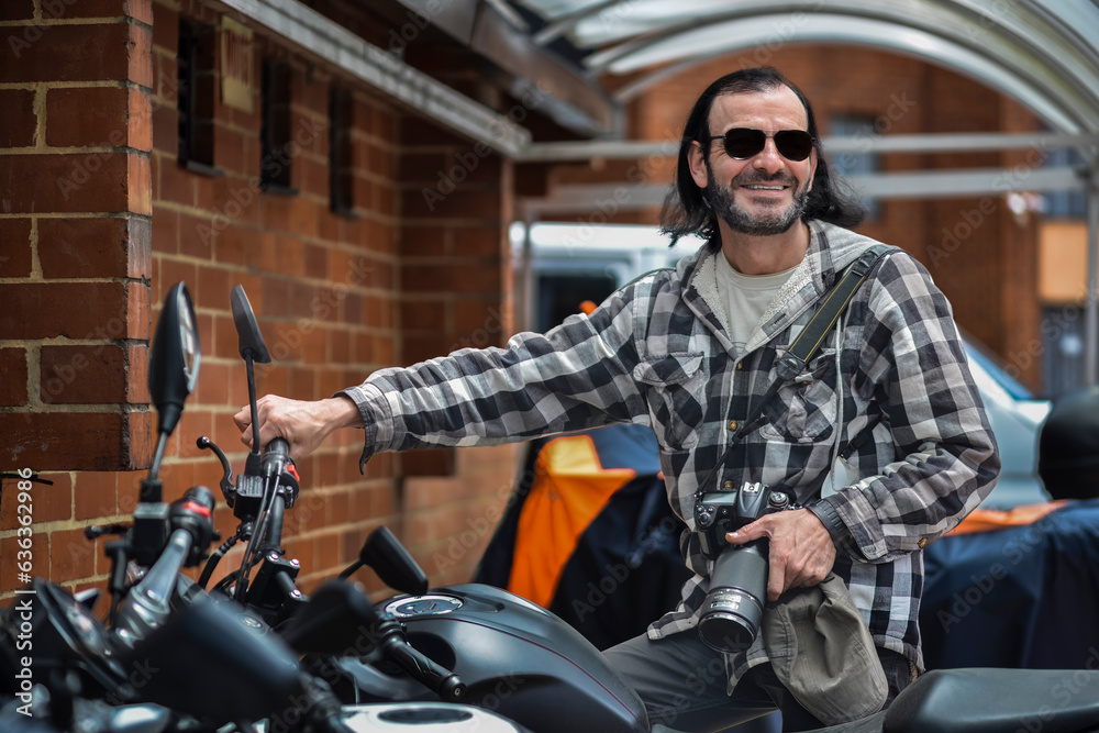 portrait of a person on a motorcycle