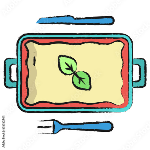 Hand drawn Lasagna dish icon