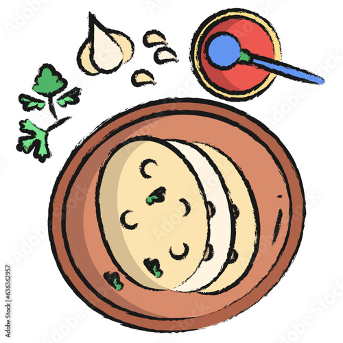 Hand drawn Naan roti icon