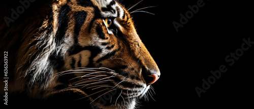 Tiger in front of a black background illustration (AI Generated) © Djomas