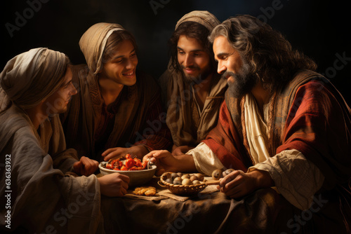 Supper of Wisdom: Jesus and His Disciples Gathered around a Table for Profound Discourse