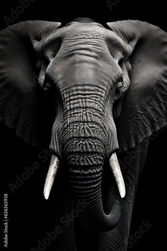 Elephant in front of a black background illustration (AI Generated)