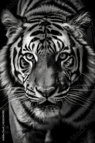 Beautiful tiger in front of a black background (AI Generated) 