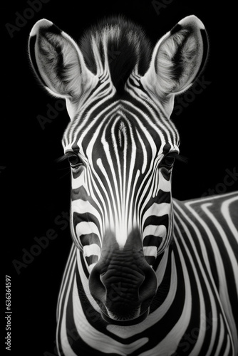 Beautiful zebra in front of a black background  AI Generated  