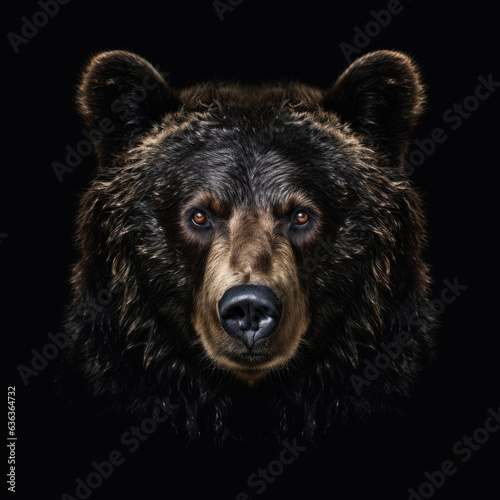 Portrait of a bear in front of a black background (AI Generated) 