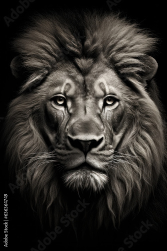 Beautiful lion in front of a black background (AI Generated) 