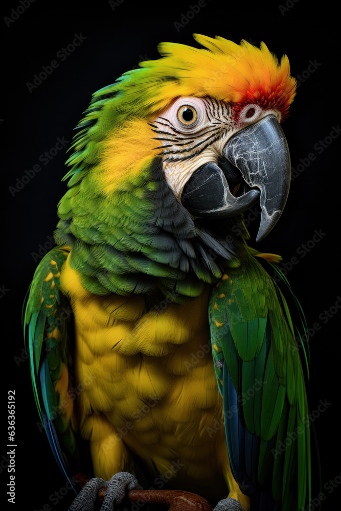 Parrot in front of a black background (AI Generated)
