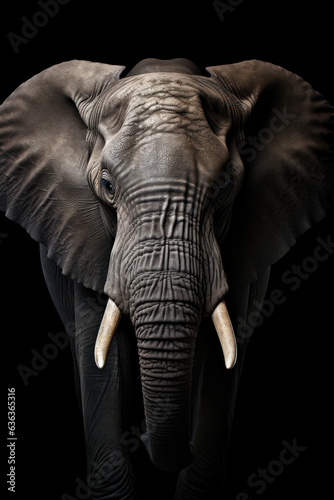 Elephant in front of a black background (AI Generated) © Djomas