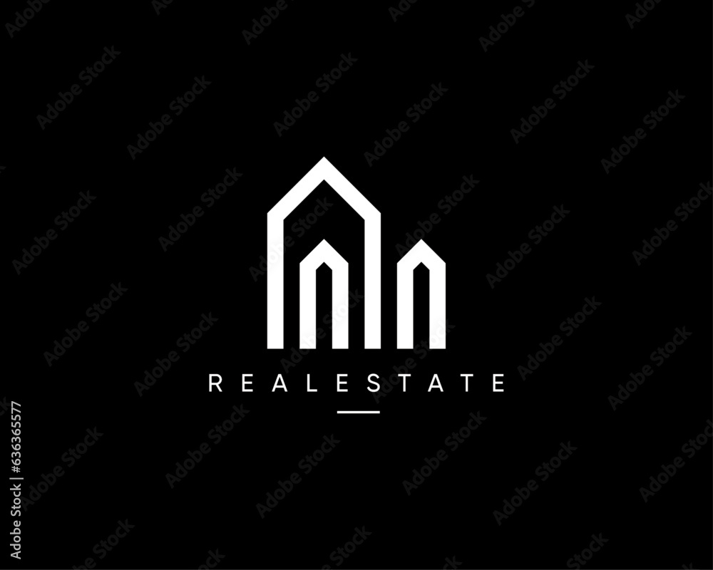Real estate logo. Modern building, apartment, residence, construction, architecture vector design symbol.