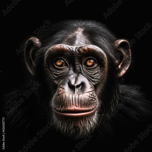 Portrait of a monkey in front of a black background (AI Generated)  © Djomas