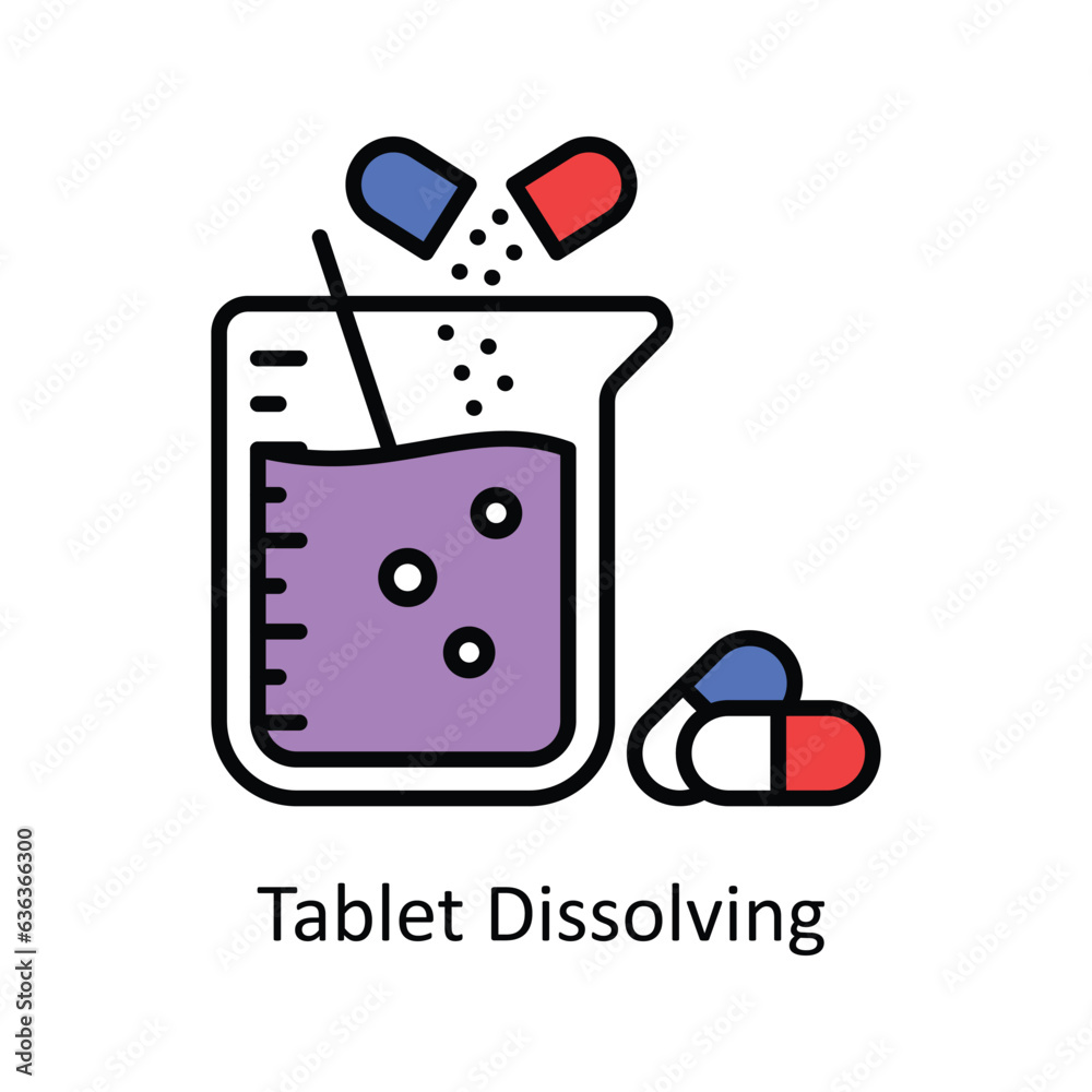 Naklejka premium Tablet Dissolving Filled Outline Icon Design illustration. Pharmacy Symbol on White background EPS 10 File