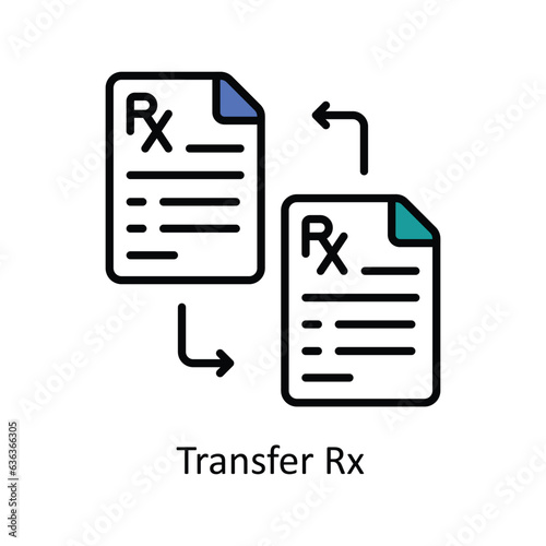 Transfer Rx Filled Outline Icon Design illustration. Pharmacy Symbol on White background EPS 10 File