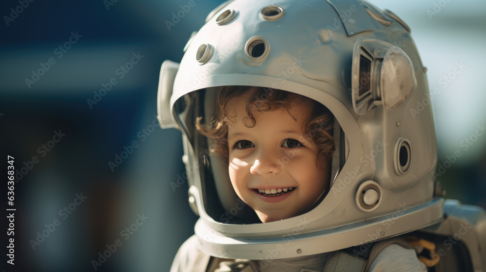 Portrait of a child in an astronaut costume Portrait of a child in an astronaut costume