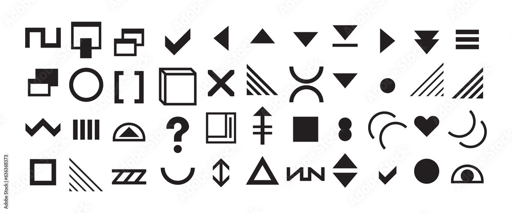 Black random and isolated signs and symbols icons set design elements on white background Black random and isolated signs and symbols icons set design elements on white background