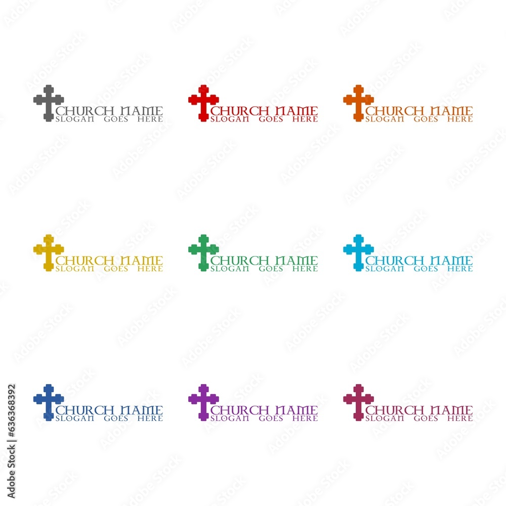 Naklejka premium Church logo design template icon isolated on white background. Set icons colorful