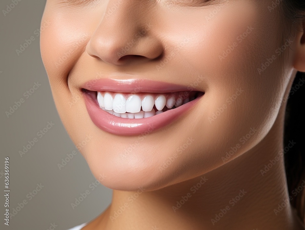 Obraz premium Close up shot on a woman with a perfect smile, generative ai