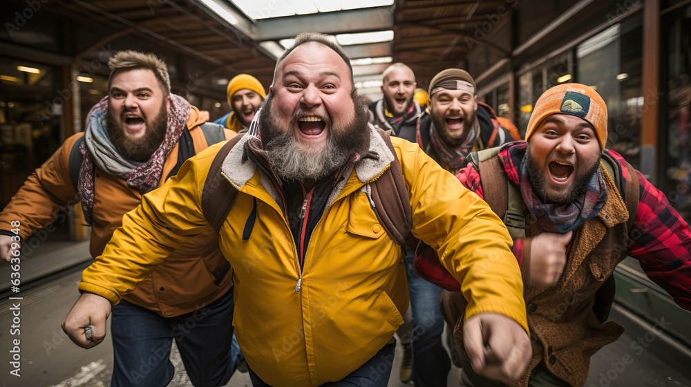 Naklejka premium running overweight people, generative ai