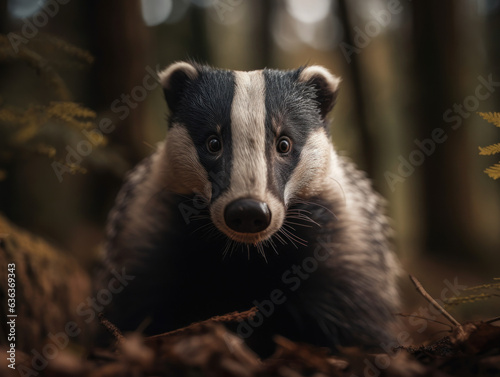 Badger portrait created with Generative AI technology