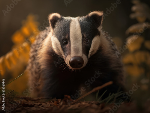 Badger portrait created with Generative AI technology © Denis Darcraft