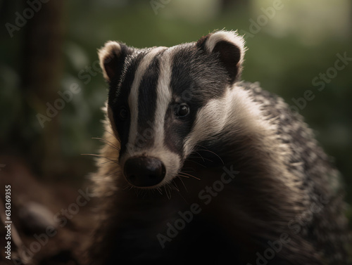 Badger portrait created with Generative AI technology © Denis Darcraft