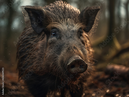 Boar portrait created with Generative AI technology