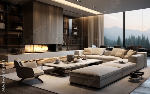 Interior Design of Modern Luxury Apartment. Generative AI