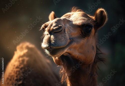 Camel portrait created with Generative AI technology