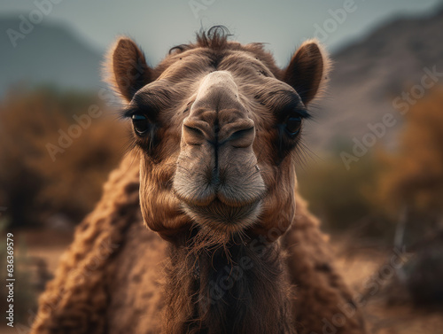 Camel portrait created with Generative AI technology
