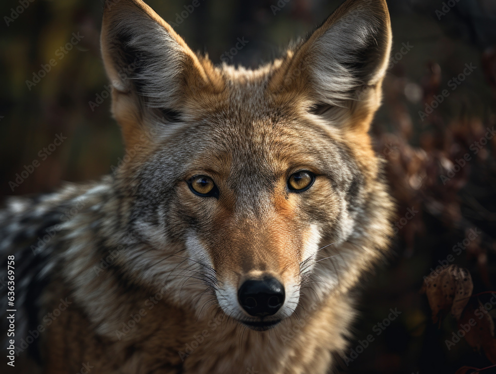 Coyote portrait created with Generative AI technology