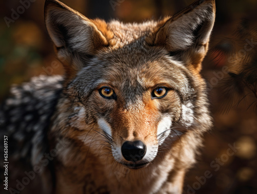 Coyote portrait created with Generative AI technology © Denis Darcraft