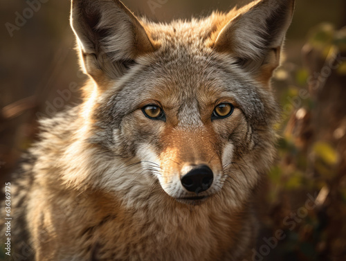 Coyote portrait created with Generative AI technology