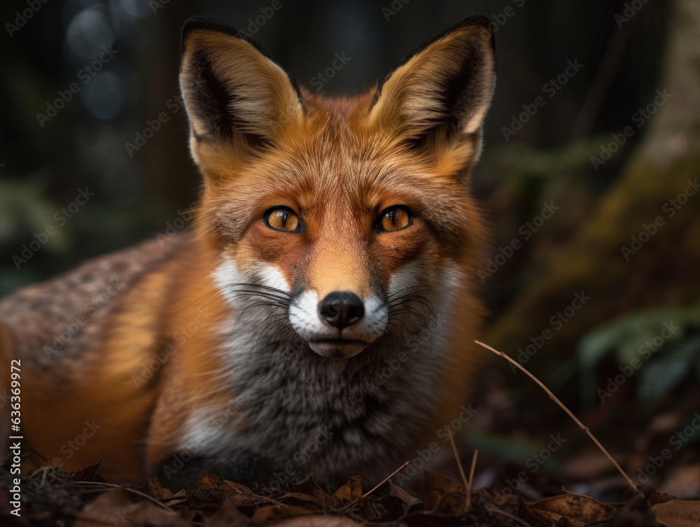 Fox portrait created with Generative AI technology Fox portrait created with Generative AI technology