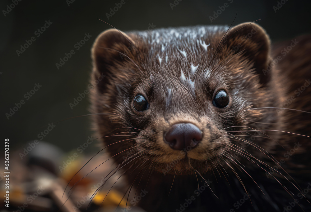 Mink portrait created with Generative AI technology Mink portrait created with Generative AI technology