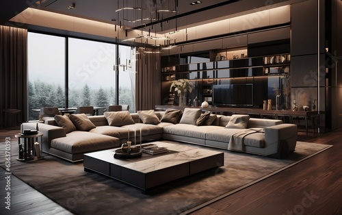Interior Design of Modern Luxury Apartment. Generative AI © Muhammad