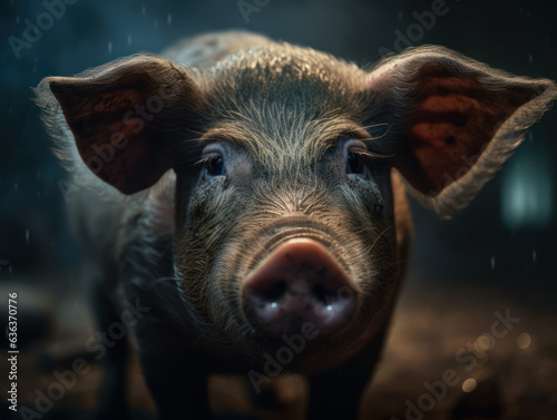 Pig portrait created with Generative AI technology © Denis Darcraft