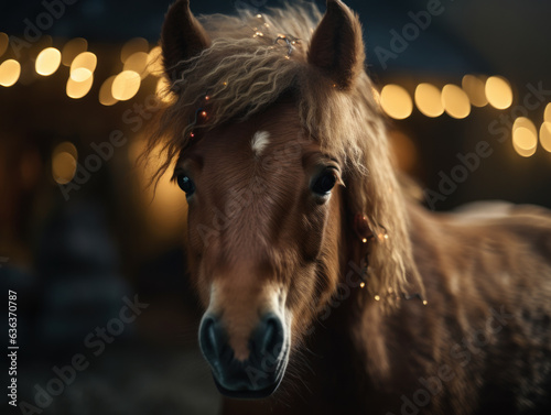 Pony portrait created with Generative AI technology photo