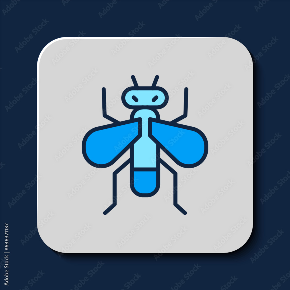 Filled outline Insect fly icon isolated on blue background. Vector Filled outline Insect fly icon isolated on blue background. Vector