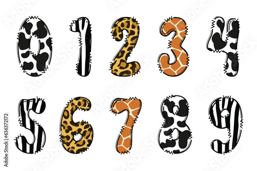 Handcrafted Animals number color creative art typographic design