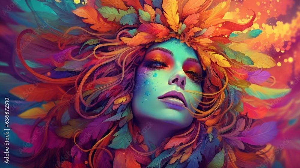 Brightly colored illustration.Generative AI Brightly colored illustration.Generative AI