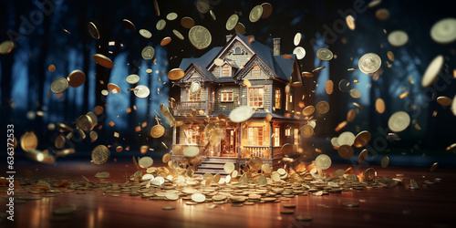Intricately Detailed House Price Inflation: Award-Winning Photography with Sharp Focus and Volumetric Lighting photo