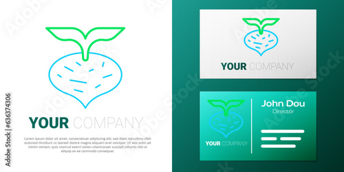 Line Fresh beet with leaf icon isolated on white background. Natural Root. Vegetable Ingredient for food. Colorful outline concept. Vector