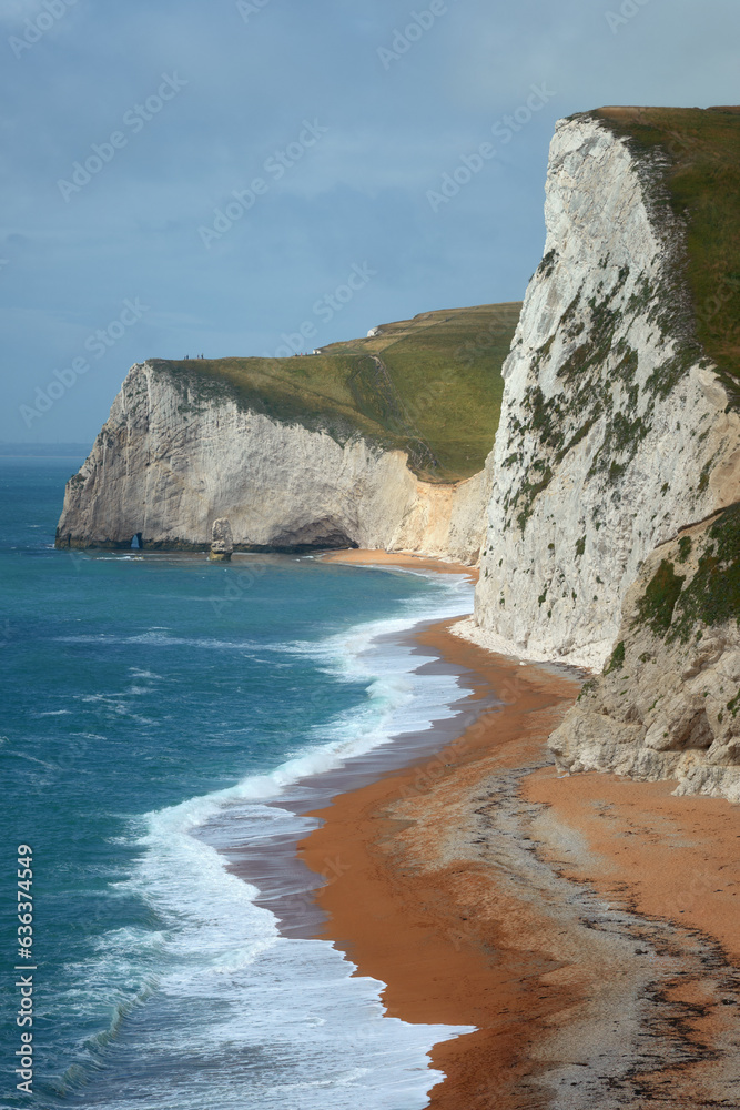 A chalk headland and beach on the Dorset coast in southern England, located between Swyre Head and Durdle Door to the east. Bats Head. High quality photo