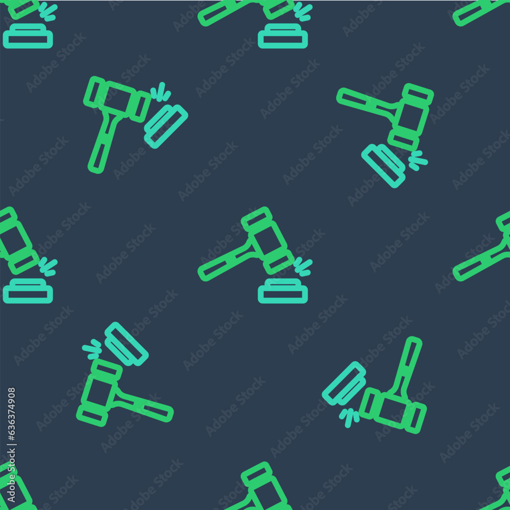 Line Auction hammer icon isolated seamless pattern on blue background. Gavel - hammer of judge or auctioneer. Bidding process, deal done. Auction bidding. Vector Line Auction hammer icon isolated seamless pattern on blue background. Gavel - hammer of judge or auctioneer. Bidding process, deal done. Auction bidding. Vector