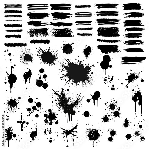 set of black ink splashes, vector template