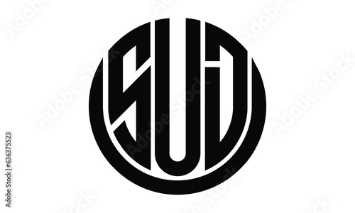 SUD shield in circle logo design vector template. lettermrk, wordmark, monogram symbol on white background.