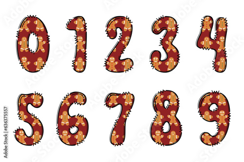 Handcrafted Christmas number color creative art typographic design © KidsStation