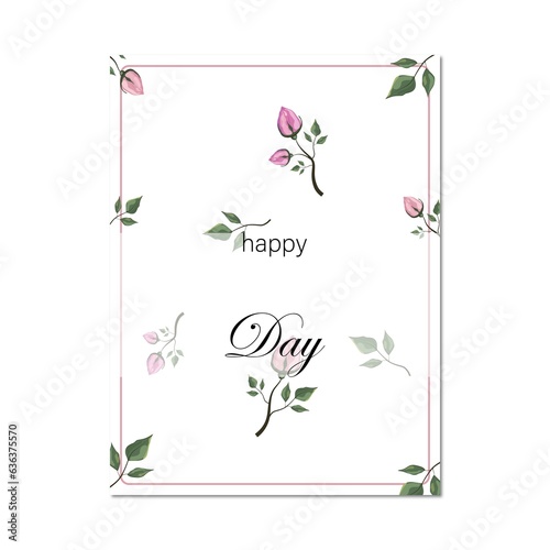 Art & Illustration Postcard invitation or congratulation. Rose .